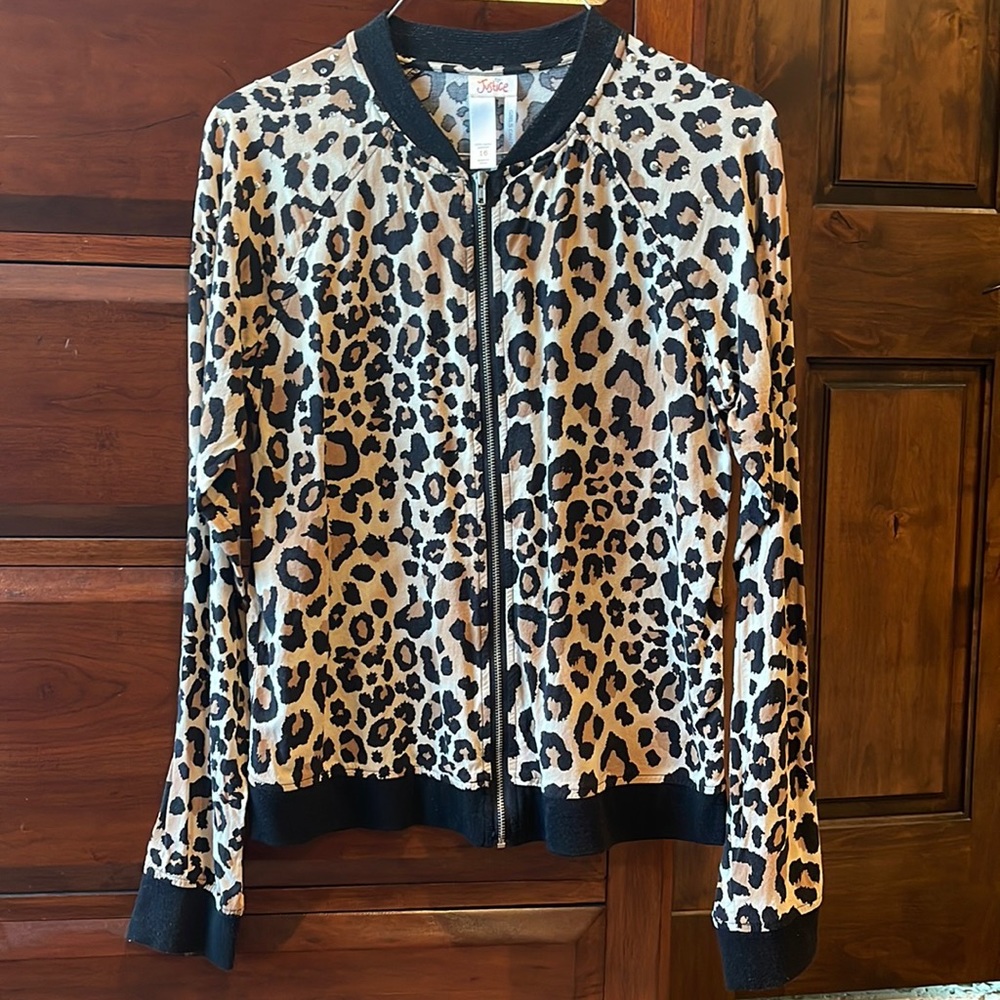 Girls Justice jacket unlined leopard print size 16